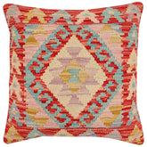 handmade Traditional Pillow Red Beige Hand-Woven SQUARE 100% WOOL Hand woven turkish pillow2' x 2'